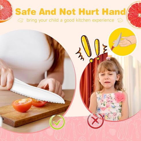 مجموعة سكاكين الأطفال Suhctuptx للطهي الحقيقي، سكاكين مطبخ للأطفال مع قطع لوح تقطيع مجعد ومخطط تحويل الطعام وأدوات التنظيف، هدايا عيد الميلاد وعيد الميلاد للأطفال الصغار للفتيات والأولاد من سن 2 إلى 10 سنوات in Kuwait