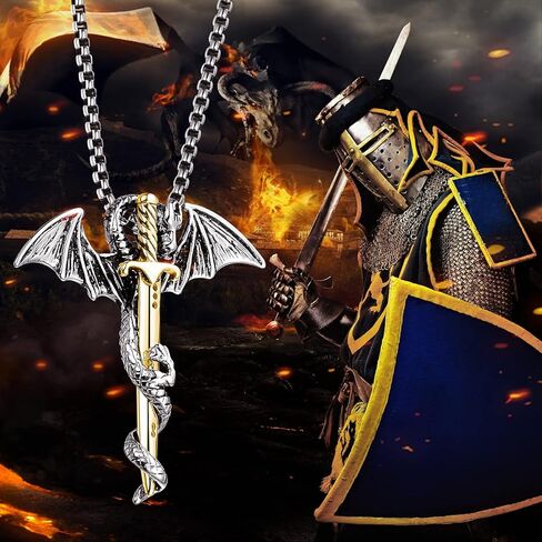 Cross Pendant for Car Rearview Mirror Hanging Accessories Charm Hanging Ornament Necklace Adult Men Stainless Steel Car Mirror Decoration (GoldSword) in Saudi Arabia