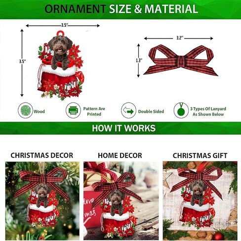 Talataca Schnoodle in Red Santa Gift Bag Gifts 2D Flat Car Rear View Mirror Accessories Christmas Tree Ornament Decoration Hanging Charm Interior Rearview Pendant Decor Gift in Saudi Arabia