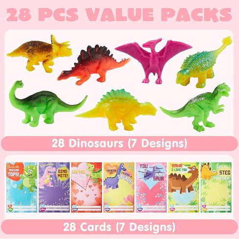 JOYIN 28Pack Valentines Day Gifts Cards with Zoo Animals Figures for Kids, Valentine Party Favors for Classroom Exchange, Valentine's Greeting Cards School Game Prize Toys in Saudi Arabia