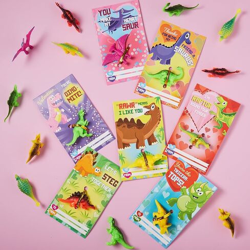 JOYIN 28Pack Valentines Day Gifts Cards with Zoo Animals Figures for Kids, Valentine Party Favors for Classroom Exchange, Valentine's Greeting Cards School Game Prize Toys in Saudi Arabia