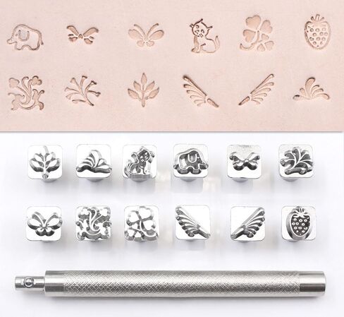 12 قطعة من أدوات ختم الجلد الفلكية، مجموعة ختم جلدية من Fyrcomft Star Sign لمحافظ الأحزمة اليدوية اليدوية (12 نمطًا + مقبض واحد) in Kuwait