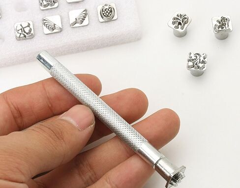 12 قطعة من أدوات ختم الجلد الفلكية، مجموعة ختم جلدية من Fyrcomft Star Sign لمحافظ الأحزمة اليدوية اليدوية (12 نمطًا + مقبض واحد) in Kuwait