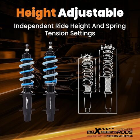 Maxpeedingrods Coilover لسيارة VW Golf Mk5 2003-2009، لسيارة Golf Mk6 2009-2012، لسيارة VW Jetta MK5 2005-2011، Jetta MK6 2011-2019، 24 مستوى من الدعامات القابلة للتعديل، T6 مجموعات خفض مطورة باللون الأزرق in Kuwait