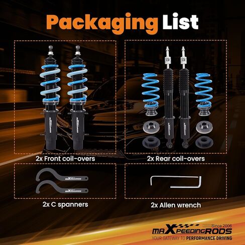 Maxpeedingrods Coilover لسيارة VW Golf Mk5 2003-2009، لسيارة Golf Mk6 2009-2012، لسيارة VW Jetta MK5 2005-2011، Jetta MK6 2011-2019، 24 مستوى من الدعامات القابلة للتعديل، T6 مجموعات خفض مطورة باللون الأزرق in Kuwait
