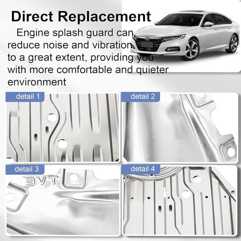 درع حماية لرذاذ المحرك مناسب لسيارة Honda Accord 2018 2019 2020 2021 2022 غطاء درع المحرك غطاء محرك الألومنيوم استبدال 74116-TVA-A00 74116TVAA00 in Kuwait