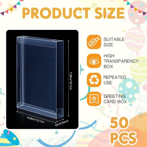 100 Pcs Clear Box for Greeting Cards 5.39 x 7.36 x 1 Inches Clear Plastic Photo Storage Box Greeting Card Storage Rectangle Small Clear Boxes for Favors, Ideal for Cards Photos Organization in Saudi Arabia