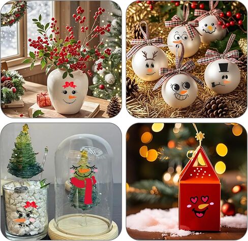 50 PCS Snowman Face Rub on Transfers - Christmas PVC Snowman Face Decals for Ornaments, Glass Water Bottles, Cups, Windows, Festive Holiday Christmas Decorations (50Pcs Snowmen Faces) in Kuwait