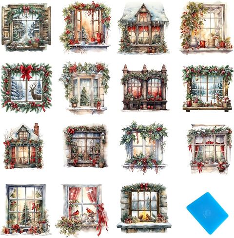 50 PCS Snowman Face Rub on Transfers - Christmas PVC Snowman Face Decals for Ornaments, Glass Water Bottles, Cups, Windows, Festive Holiday Christmas Decorations (50Pcs Snowmen Faces) in Kuwait