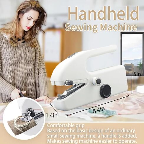 Handheld Sewing Machine for Beginners, Portable Mini Sewing Machine with Two Speed Modes, Simple and Easy to Operate, Quick Sewing Speed, Suitable for Clothing, Fabrics and Fast Home Maintenance in Saudi Arabia