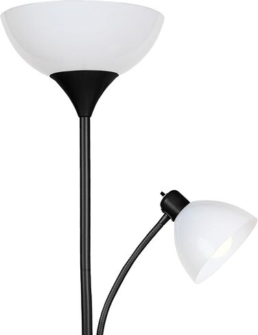 Brightech Sky Dome Plus LED Floor lamp, Torchiere Super Bright Floor Lamp with Reading Lamp for Living Rooms & Offices - Dimmable Tall Standing Lamp for Bedroom Reading - Black in Kuwait