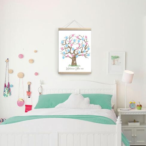QZCYU Gender Reveal Fingerprint Tree Canvas Guest Books, Baby Shower Decorations, Gender Reveal Party Decorations Gifts Ideas, Baby Shower Party Supplies, Thumbprint Hanging Paintings(12x15in) in Saudi Arabia