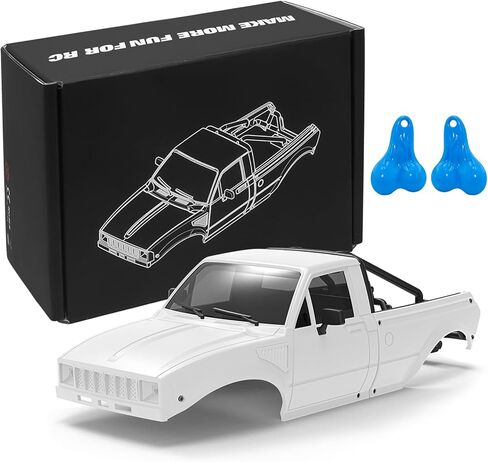 RC Pickup Body Shell with Bed Rack and Light kit & 2PCS Hanging Ball Nuts for 1/24 RC Crawler Axial SCX24 C10 Bronco Wrangler Base Camp 4Runner (Black) in Saudi Arabia