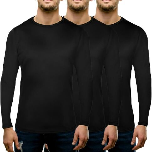 Patelai 3 Pack Thermal Underwear for Men Top Crew Neck Long Sleeve Shirt Fleece Lined Base Layer for Cold Weather in Saudi Arabia