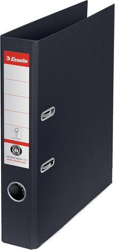 Esselte No.1 Lever Arch File A4، 350 ورقة A4 (80 جم/م2)، 50 مم العمود الفقري، 100% ورق مقوى معاد تدويره، أسود، 627576 in Saudi Arabia