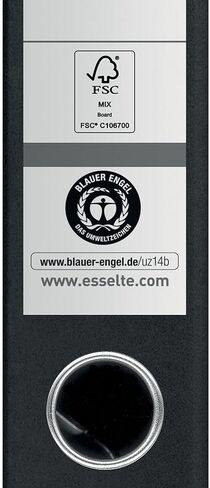 Esselte No.1 Lever Arch File A4، 350 ورقة A4 (80 جم/م2)، 50 مم العمود الفقري، 100% ورق مقوى معاد تدويره، أسود، 627576 in Saudi Arabia