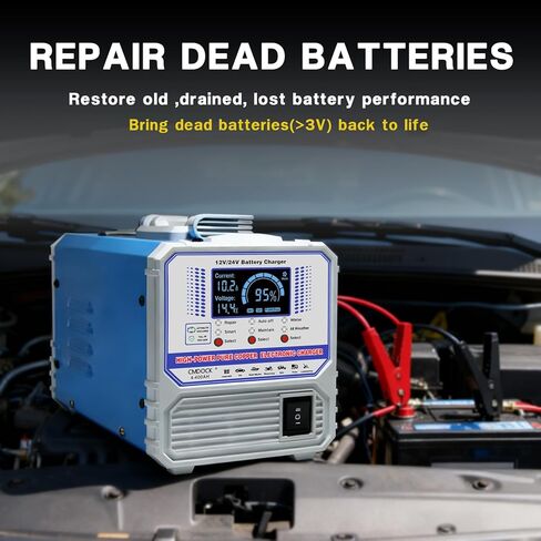 Battery Chargers Automobile 12 Volt & 24V Smart Automatic Car Battery Charger,Maintainer with Auto Shutoffs, Repair/Winter Mode,Trickle Charger for Automotive,Truck,Motorcycle,RV,AGM in Saudi Arabia