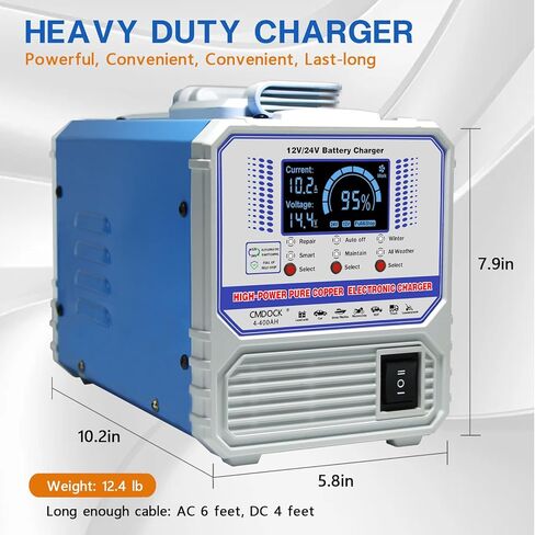 Battery Chargers Automobile 12 Volt & 24V Smart Automatic Car Battery Charger,Maintainer with Auto Shutoffs, Repair/Winter Mode,Trickle Charger for Automotive,Truck,Motorcycle,RV,AGM in Saudi Arabia