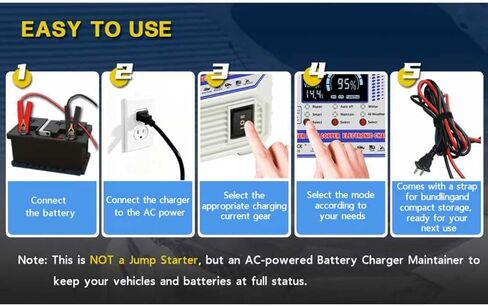Battery Chargers Automobile 12 Volt & 24V Smart Automatic Car Battery Charger,Maintainer with Auto Shutoffs, Repair/Winter Mode,Trickle Charger for Automotive,Truck,Motorcycle,RV,AGM in Saudi Arabia