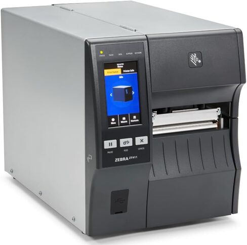 طابعة صناعية حرارية Zebra ZT411 مقاس 4 بوصات | 300 نقطة في البوصة | لا يتطلب حبر | بلوتوث، USB، تسلسلي، إيثرنت | شاشة LCD ملونة تعمل باللمس | ضمان لمدة سنة | نقل حراري in Saudi Arabia
