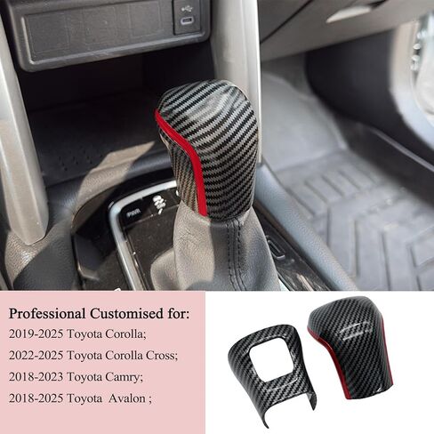 غطاء مقبض ناقل الحركة USSDE لسيارة Toyota Corolla 2019-2025، Corolla Cross 2022-2025، Camry 2018-2023، Avalon 2018-2025، غطاء حماية كامل لمقبض ناقل الحركة الأوتوماتيكي (الكربون B) in Kuwait