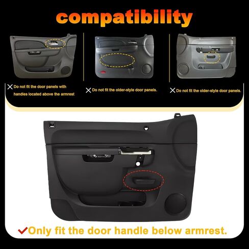22818465 Front Left Driver Side Armrest Repair Kit Fit for Chevy Silverado/GMC Sierra 1500 2500HD 3500HD 2010–2014 Door Panel Armrest with Handle Below - Color Black in Saudi Arabia