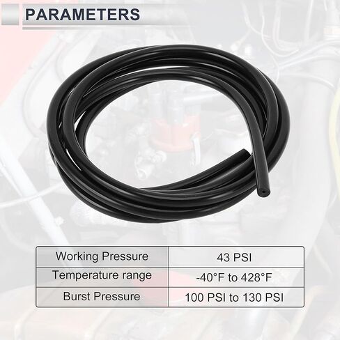 1 Pcs Universal Silicone Vacuum Tubing Hose High Temperature 6.6FT 1/16" 2mm ID 3mm Thickness Automotive Vacuum Line 130PSI Max Pressure Black Silicone in Saudi Arabia