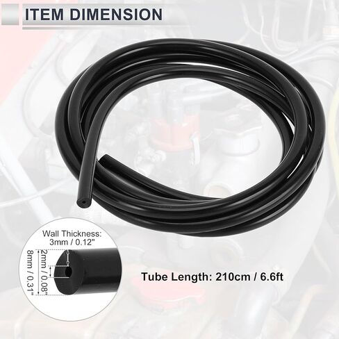 1 Pcs Universal Silicone Vacuum Tubing Hose High Temperature 6.6FT 1/16" 2mm ID 3mm Thickness Automotive Vacuum Line 130PSI Max Pressure Black Silicone in Saudi Arabia