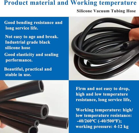 Taiss 6.6FT Vacuum Hose Automotive,1/8 5/32 3/16 1/4 5/16 3/8 Inch High Performance 130PSI Vacuum Lines Automotive Kit High Temperature Silicone Vacuum Tube(3mm 4mm 5mm 6mm 8mm 10mm) in Saudi Arabia