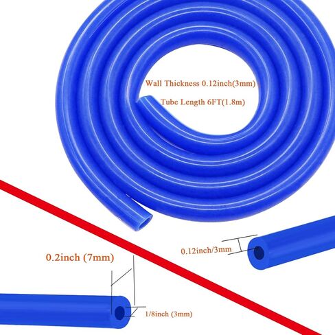 Taiss 6.6FT Vacuum Hose Automotive,1/8 5/32 3/16 1/4 5/16 3/8 Inch High Performance 130PSI Vacuum Lines Automotive Kit High Temperature Silicone Vacuum Tube(3mm 4mm 5mm 6mm 8mm 10mm) in Kuwait