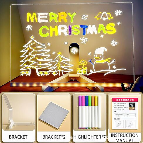 Portable LED Note Board with 7 Colors，Luminous Drawing Board，Light Board for Drawing，Adjustable Modes，Graffiti board12 X8 Drawing Board, Gift/Classroom/Office/Kids Birthday and Christmas Gifts in Saudi Arabia