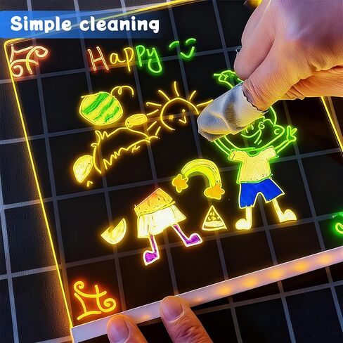Portable LED Note Board with 7 Colors，Luminous Drawing Board，Light Board for Drawing，Adjustable Modes，Graffiti board12 X8 Drawing Board, Gift/Classroom/Office/Kids Birthday and Christmas Gifts in Saudi Arabia