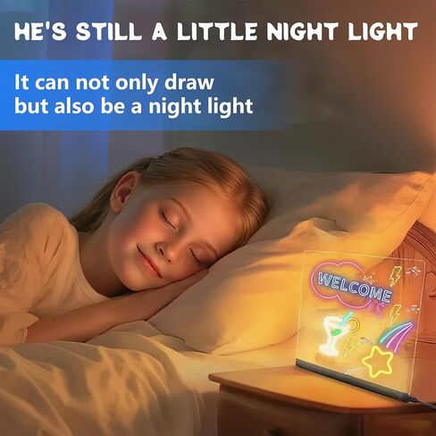 Portable LED Note Board with 7 Colors，Luminous Drawing Board，Light Board for Drawing，Adjustable Modes，Graffiti board12 X8 Drawing Board, Gift/Classroom/Office/Kids Birthday and Christmas Gifts in Saudi Arabia