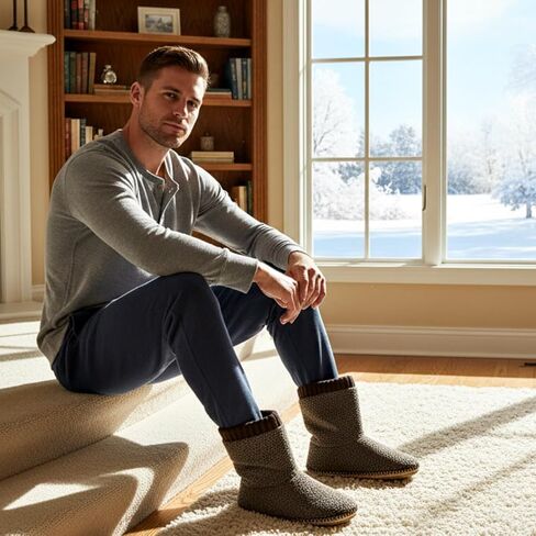 cosyone1997 شباشب مريحة للرجال في الأماكن المغلقة، أحذية منزلية غامضة مع نعال مانعة للانزلاق، جوارب موكاسين دافئة ناعمة، هدايا شتوية لعيد الميلاد الفريد in Kuwait