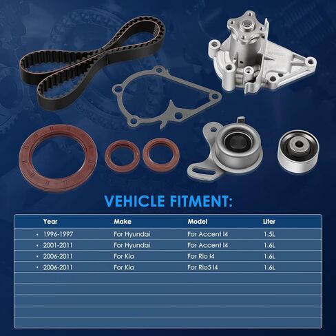 ECCPP Timing Belt Water Pump Kit Fit for1996-2011 for HYUNDAI Accent Kia Rio DOHC G4ED in Saudi Arabia