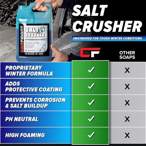 Carfidant Salt Crusher - Car Wash Soap for Salt and Grime Removal - Thick Snow Foam Formula - Prevents Corrosion, Gently Cleanse and Eliminate Dirt - Shampoo Works with Foaming Cannon & Bucket - 32oz in Saudi Arabia
