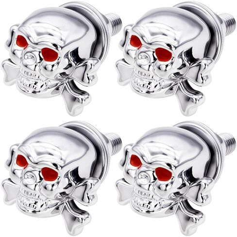 Skull License Plate Screws Kit (4 Pack) - Universal Fit for Cars, Trucks, Motorcycles - Stainless Steel Anti-Theft Bolts with Decorative Purple Skull Caps in Saudi Arabia