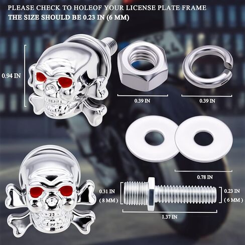 Skull License Plate Screws Kit (4 Pack) - Universal Fit for Cars, Trucks, Motorcycles - Stainless Steel Anti-Theft Bolts with Decorative Purple Skull Caps in Saudi Arabia