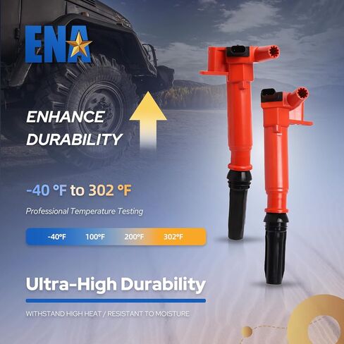 مجموعة ENA مكونة من 8 ملفات إشعال باللون الأحمر الأيسر والأيمن متوافقة مع Ford E-350 E-450 F-250 F-350 2018 2019 2020 Super Duty 6.2L لاستبدال UF834 UF865 in Kuwait