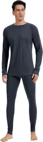 woolcano Men's 100% Merino Wool Base Layer Sets Lightweight Active Base Layer for Ski in Kuwait