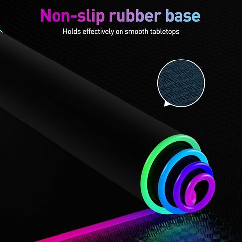 لوحة ماوس ألعاب RGB للشحن اللاسلكي بقدرة 10 وات، 10 أوضاع إضاءة لوحة ماوس كبيرة جدًا، بساط ماوس LED 800 × 300 × 4 مم، قاعدة مطاطية غير قابلة للانزلاق للوحة مفاتيح الكمبيوتر للألعاب، الكمبيوتر الشخصي، الكمبيوتر المحمول، ماك بوك، المكتب. in Kuwait