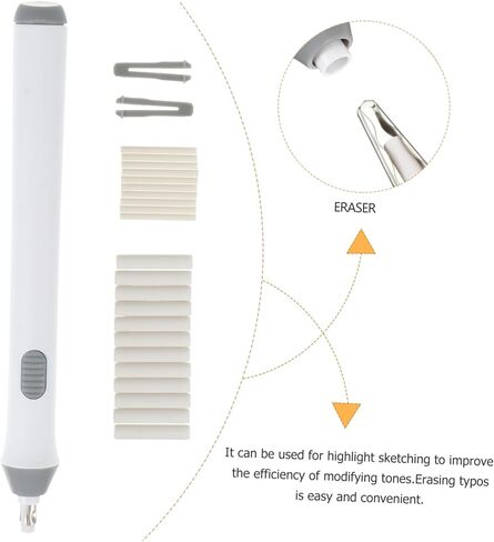 Gadpiparty Electric Eraser Lightweight Portable Auto Rotate Art Eraser for School Supplies and Drawing Correction Without Battery White in Saudi Arabia