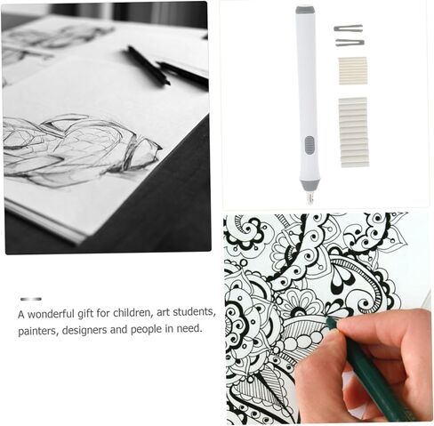 Gadpiparty Electric Eraser Lightweight Portable Auto Rotate Art Eraser for School Supplies and Drawing Correction Without Battery White in Saudi Arabia