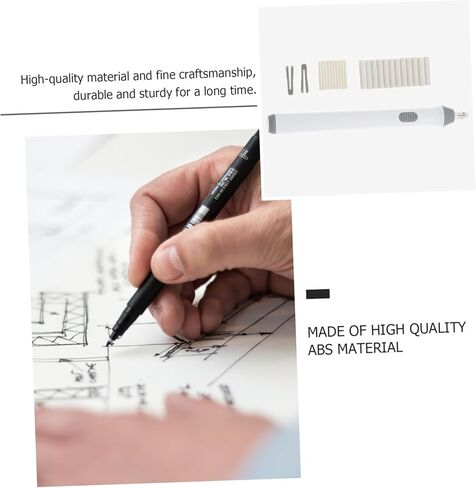 Veemoon Electric Eraser Pencil Drawing Tool Auto Rotate Eraser for Artists Students Drafting Sketching Crafts White Without Battery in Saudi Arabia