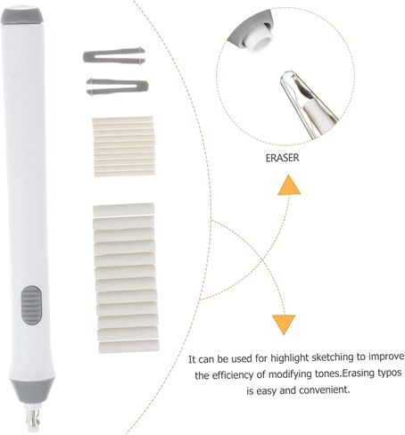 Veemoon Electric Eraser Pencil Drawing Tool Auto Rotate Eraser for Artists Students Drafting Sketching Crafts White Without Battery in Saudi Arabia
