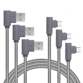 كابل USB من النوع C، CTREEY 90 درجة 3 حزم 3 أقدام و6 أقدام و10 أقدام سلك طويل مضفر من النايلون USB من النوع A إلى C شاحن لأجهزة Macbook وLG G6 V20 G5 وGoogle Pixel وNexus 6P وNintendo Switch وSamsung Galaxy S8+ (ذهبي وردي) in Kuwait