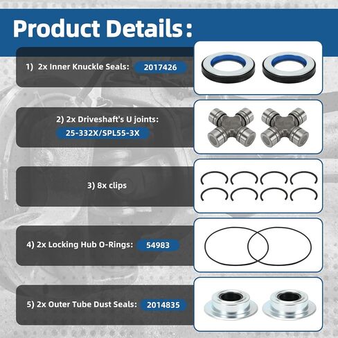 مانع تسرب المحور الأمامي ومجموعة وصلات U متوافقة مع Ford F250 F350 F450 F550 Super Duty Excursion مع Dana 50/60 98-05 in Saudi Arabia