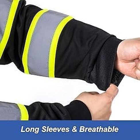L&M Hi Vis Class 3 T Shirt Reflective Safety Black Short Long Sleeve HIGH Visibility 39 55 in Saudi Arabia