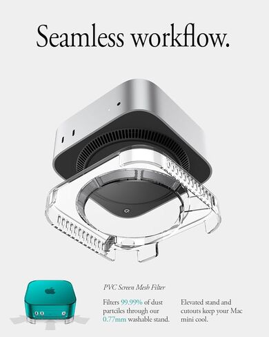 Spigen LD202 Designed for Mac Studio M2 Max, M2 Ultra, M1 Max, M1 Ultra Desktop Stand Mount with Built in Air Filter - Crystal Clear in Kuwait