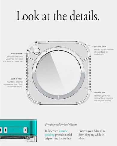 Spigen LD202 Designed for Mac Studio M2 Max, M2 Ultra, M1 Max, M1 Ultra Desktop Stand Mount with Built in Air Filter - Crystal Clear in Kuwait